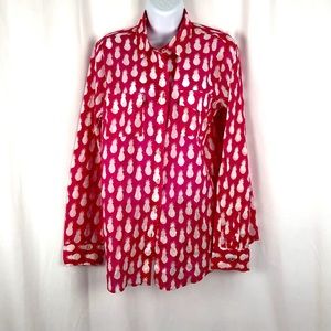 Talbots Cotton collared pineapple 🍍 shirt NWOT M